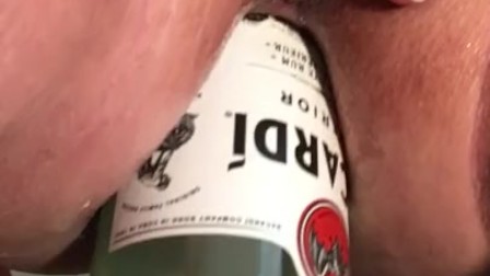 Riding rum bottle in my ass with squirting