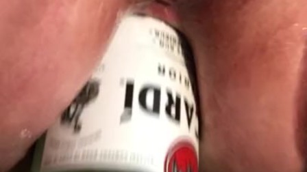 Riding rum bottle in my ass with squirting