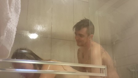 HUGE BOUNCY TITS SOPHIE FUCKED AGAINST THE SHOWER WINDOW BY DEX