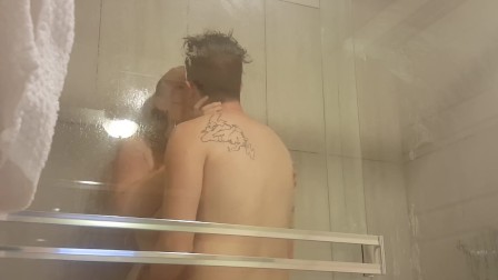 HUGE BOUNCY TITS SOPHIE FUCKED AGAINST THE SHOWER WINDOW BY DEX