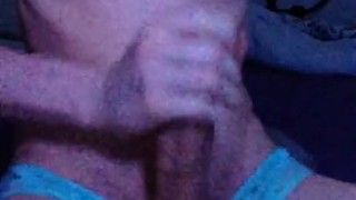 Cumshot in panties with toy and new lube!