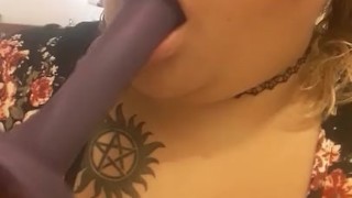MILF SOLO Gagging on dildo