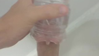 Masturbating with Fleshlight Quickshot