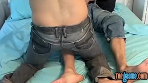 Cute guy gets his feet licked and ass fucks his best bud