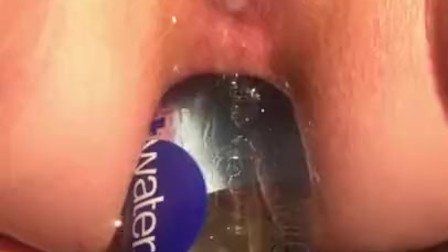 water bottle deep in my ass with squirting
