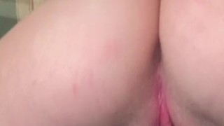 Petite teen with a fat ass plays with pussy and blows step brothers cock