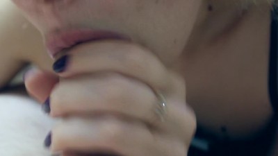 Hot  does close up blowjob - cum in mouth and swallow