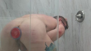 Jay Austin Fucks HImself with a Dildo in the Shower and Cums