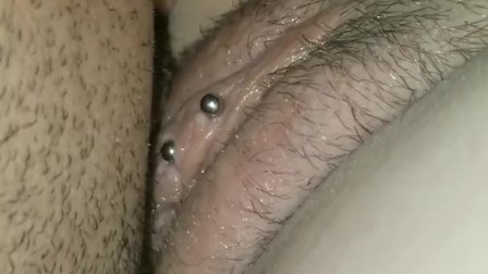 Licking pierced clit with friends watching!