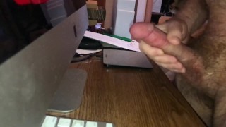 slow motion cumshot on desk