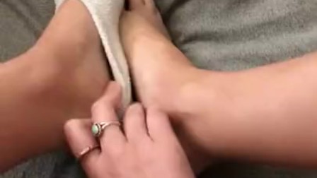 sexy sock strip tease and foot play