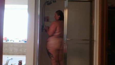 Shower time with Pawg Sunny Flowers