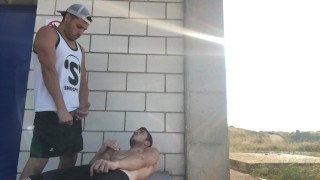 Cum with my friend in the street
