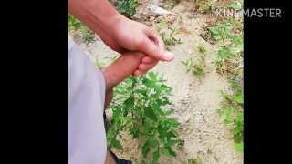 Jerking off at a construction site. Public cum