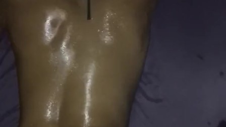 amateur couple get oiled up