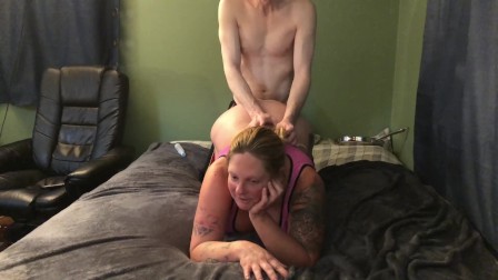 New Whore banged doggy & missionary load shot on fat huge belly Houston/TX