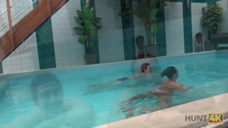 HUNT4K. Young cuckold let stranger nail slutty girlfriend by pool