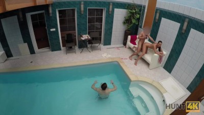 HUNT4K. Young cuckold let stranger nail slutty girlfriend by pool ...