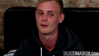 Handsome homo strokes big dick before spraying jizz missiles