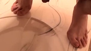 Homosexual freak pissing in the sink and  glass