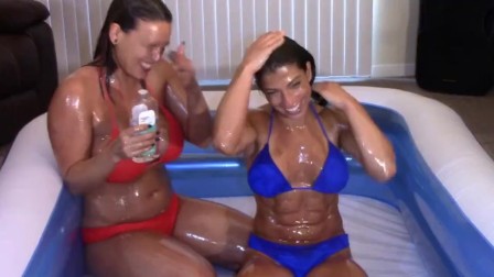 Two Big Titty Girls Playing in Oil - Alexis Rain & Megan Jones