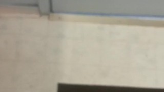 Jerking cock in bathroom