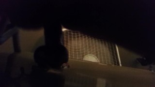 Riding the toy cock