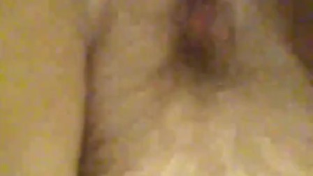 Fucking my big fat hairy pussy with dildo