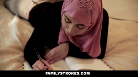 FamilyStrokes - Busty Chick Rides Fat Cock In Hijab