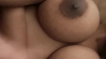 TOLD HER I'D CUM ON HER TITS ONLY... FACIAL. NATURAL BOOBS EBONY