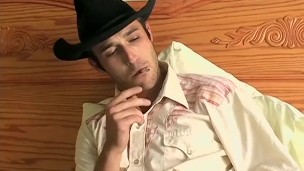 Cigar loving cowboy beating his meat until cumming hard