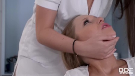 Dominant Nurse Kendra Star Spanks Submissive Coworker Lena Nitro in Clinic