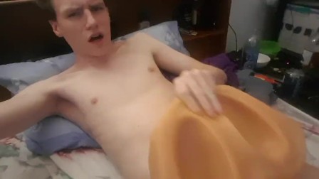 Me fucking my sex toy in bed then having an intense orgasm
