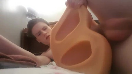 Me fucking my sex toy in bed then having an intense orgasm