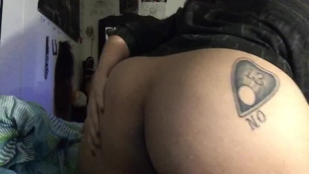 Thick latina goth girl and her blue buttplug
