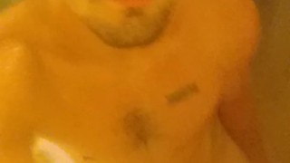 Solo masturbation in shower