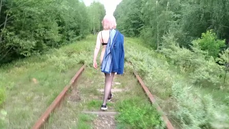 walking in the woods without panties