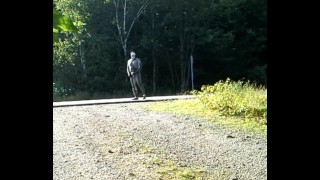 skeleton masked wetsuit on the road