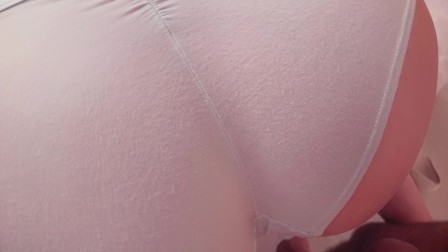 Her Thick Ass is so Fresh After Shower | Pantyjob Cumshot on Cotton Panties