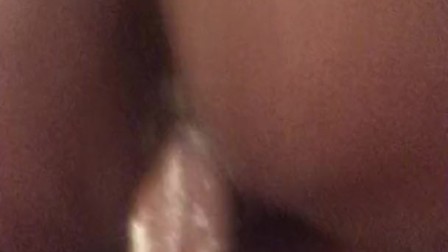 Young ebony milf with big ass creampie while riding long dick