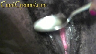 Dripping Pussy Grool Spoon Eating Ebony Hairy Throbbing Twat - Cami Creams