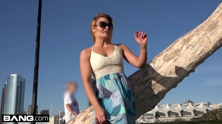 Blaten Lee flashes her pussy in public before getting fucked