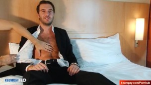 My sexy str8 banker serviced in a gay porn in spite of him