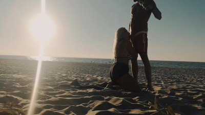 Preview 8 of Kate Truu With Big Butt Fucks On The Public Beach At Sunset