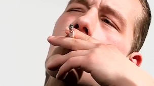 Chain smoking homosexual Jony passionately masturbates solo