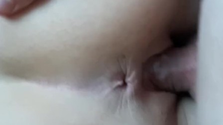 First time anal sex with teen girl, creampie ass, asshole.