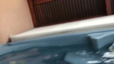 Public blowjob in hotel hot tub and then fucking in the shower with facial