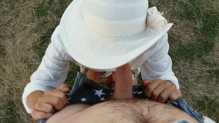 POV Outdoor blowjob on fishing from s - Nature blowjob