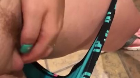 masterbating and pissing - with sound! - in a swim suit