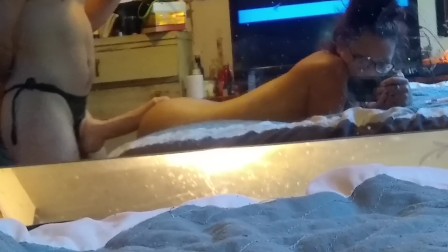 Getting fucked by a huge dildo